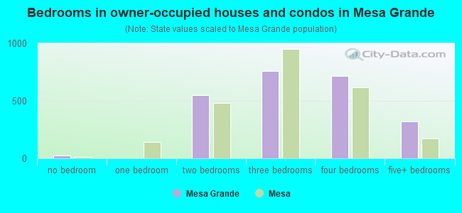 Bedrooms in owner-occupied houses and condos in Mesa Grande