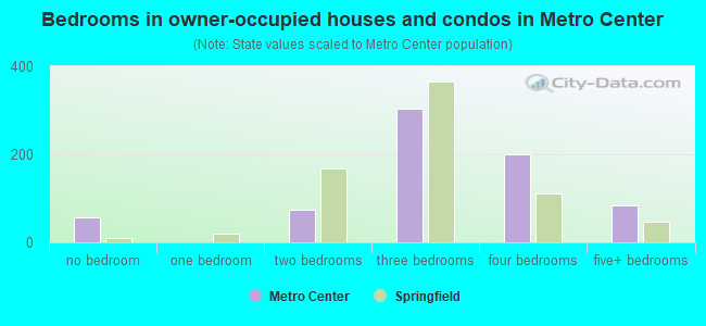 Bedrooms in owner-occupied houses and condos in Metro Center