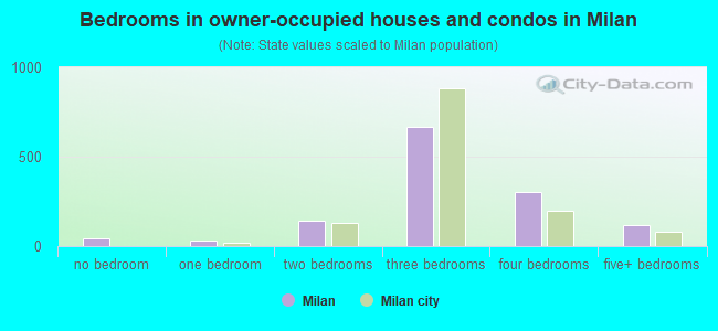 Bedrooms in owner-occupied houses and condos in Milan