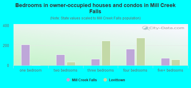 Bedrooms in owner-occupied houses and condos in Mill Creek Falls