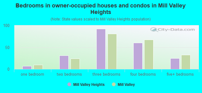 Bedrooms in owner-occupied houses and condos in Mill Valley Heights