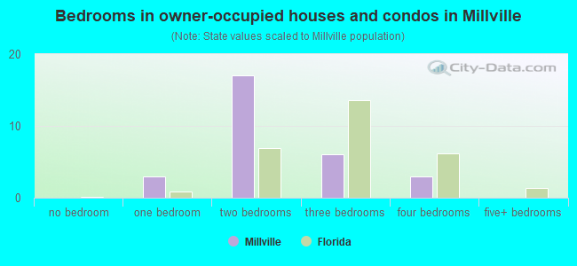 Bedrooms in owner-occupied houses and condos in Millville