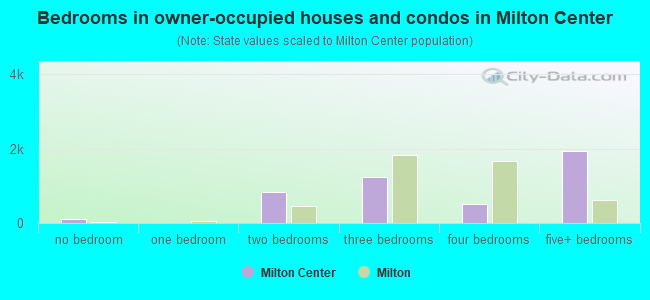 Bedrooms in owner-occupied houses and condos in Milton Center