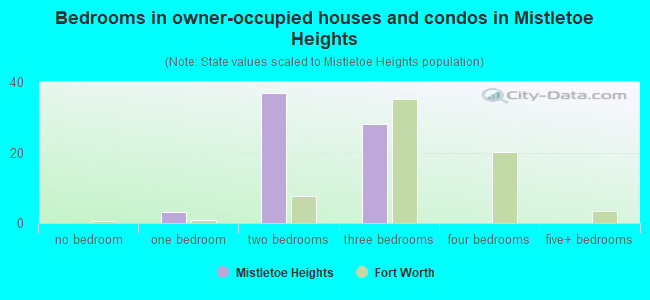 Bedrooms in owner-occupied houses and condos in Mistletoe Heights