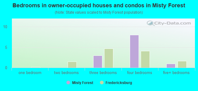 Bedrooms in owner-occupied houses and condos in Misty Forest