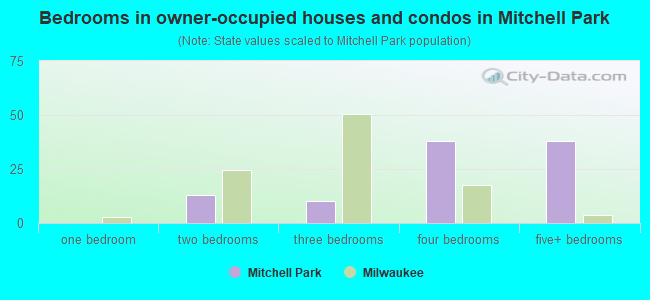 Bedrooms in owner-occupied houses and condos in Mitchell Park