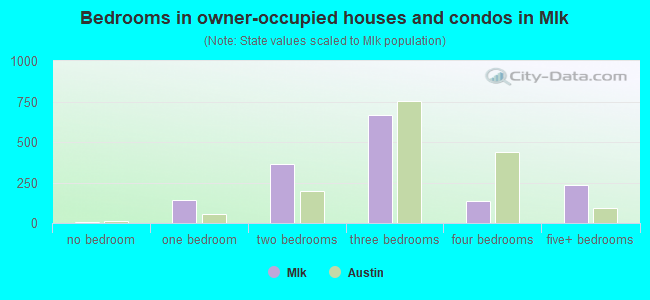 Bedrooms in owner-occupied houses and condos in Mlk