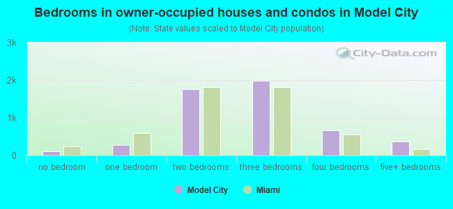 Bedrooms in owner-occupied houses and condos in Model City