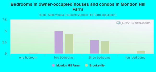Bedrooms in owner-occupied houses and condos in Mondon Hill Farm