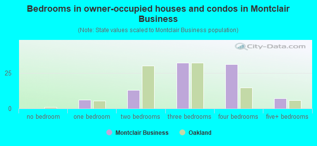 Bedrooms in owner-occupied houses and condos in Montclair Business