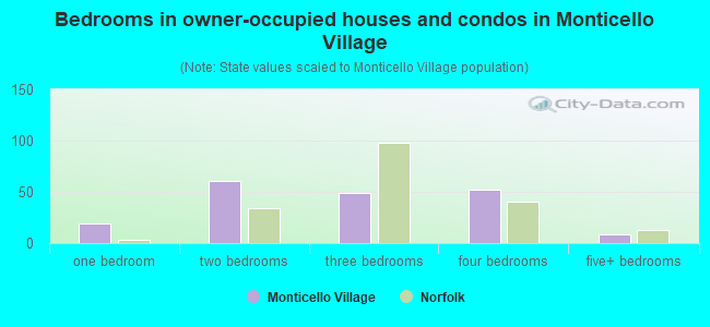 Bedrooms in owner-occupied houses and condos in Monticello Village