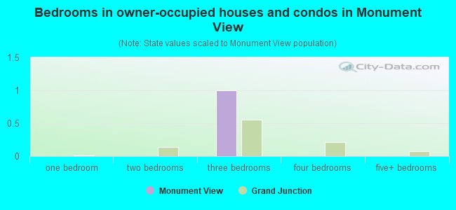 Bedrooms in owner-occupied houses and condos in Monument View