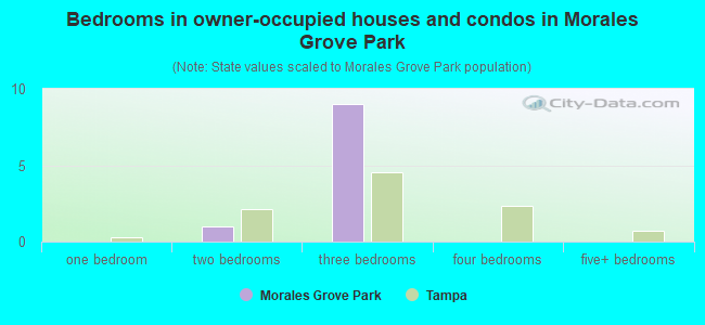 Bedrooms in owner-occupied houses and condos in Morales Grove Park