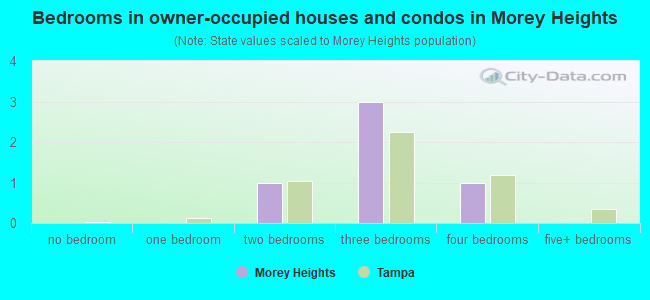 Bedrooms in owner-occupied houses and condos in Morey Heights