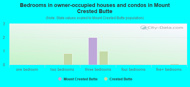Bedrooms in owner-occupied houses and condos in Mount Crested Butte