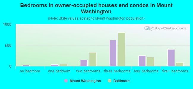 Bedrooms in owner-occupied houses and condos in Mount Washington