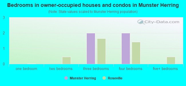 Bedrooms in owner-occupied houses and condos in Munster  Herring