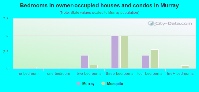 Bedrooms in owner-occupied houses and condos in Murray
