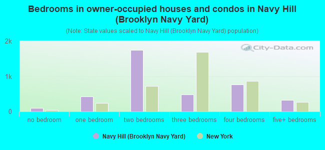 Bedrooms in owner-occupied houses and condos in Navy Hill (Brooklyn Navy Yard)