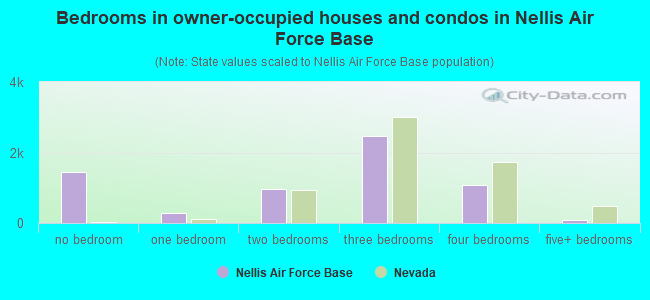 Bedrooms in owner-occupied houses and condos in Nellis Air Force Base