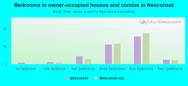 Bedrooms in owner-occupied houses and condos in Nesconset