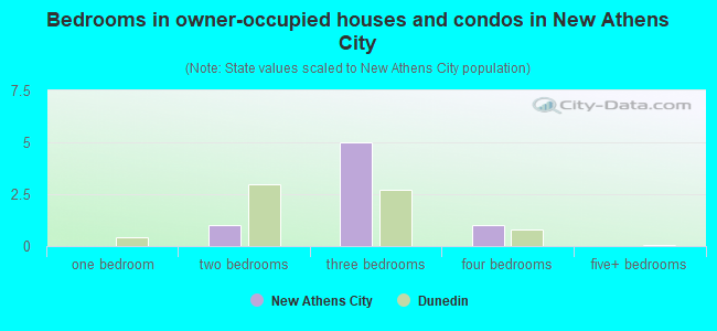 Bedrooms in owner-occupied houses and condos in New Athens City