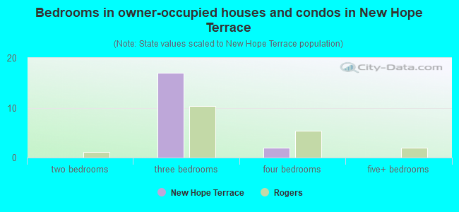 Bedrooms in owner-occupied houses and condos in New Hope Terrace