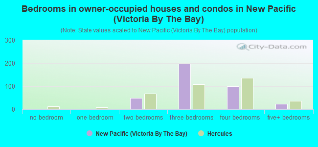Bedrooms in owner-occupied houses and condos in New Pacific (Victoria By The Bay)