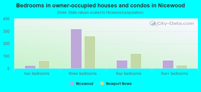 Bedrooms in owner-occupied houses and condos in Nicewood