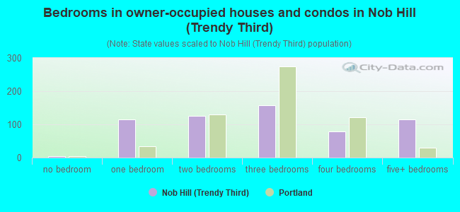 Bedrooms in owner-occupied houses and condos in Nob Hill (Trendy Third)