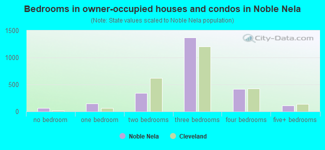 Bedrooms in owner-occupied houses and condos in Noble Nela