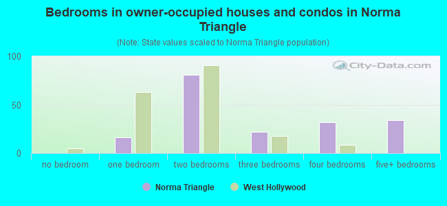 Bedrooms in owner-occupied houses and condos in Norma Triangle