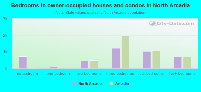 Bedrooms in owner-occupied houses and condos in North Arcadia