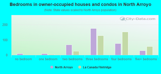 Bedrooms in owner-occupied houses and condos in North Arroyo