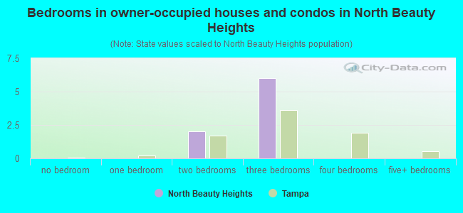 Bedrooms in owner-occupied houses and condos in North Beauty Heights