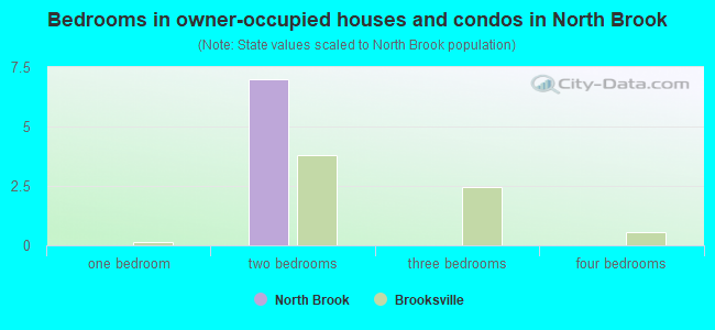 Bedrooms in owner-occupied houses and condos in North Brook