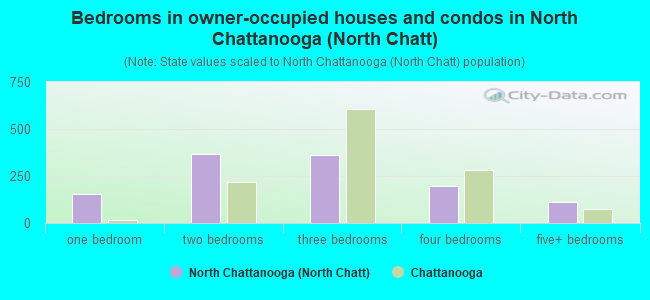 Bedrooms in owner-occupied houses and condos in North Chattanooga (North Chatt)