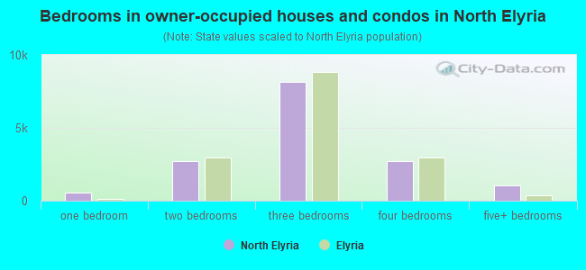Bedrooms in owner-occupied houses and condos in North Elyria