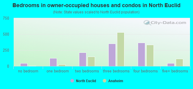 Bedrooms in owner-occupied houses and condos in North Euclid