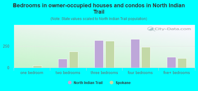 Bedrooms in owner-occupied houses and condos in North Indian Trail