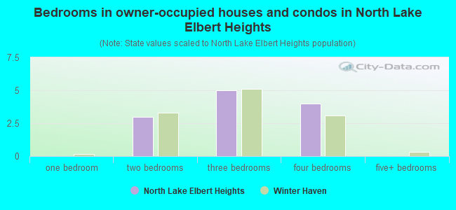 Bedrooms in owner-occupied houses and condos in North Lake Elbert Heights