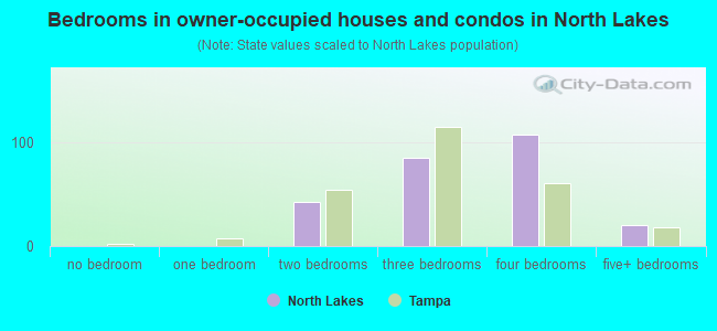 Bedrooms in owner-occupied houses and condos in North Lakes