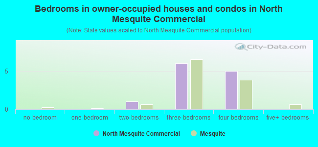 Bedrooms in owner-occupied houses and condos in North Mesquite Commercial