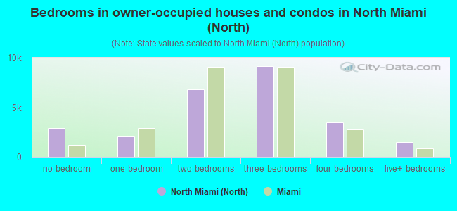 Bedrooms in owner-occupied houses and condos in North Miami (North)