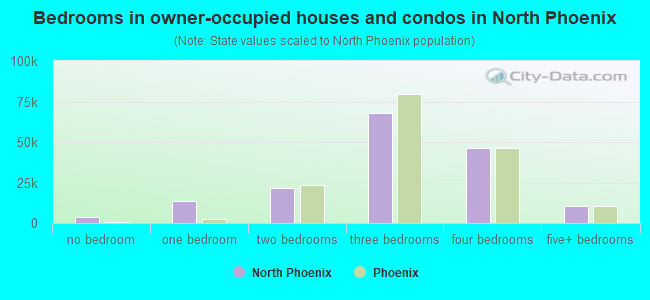 Bedrooms in owner-occupied houses and condos in North Phoenix