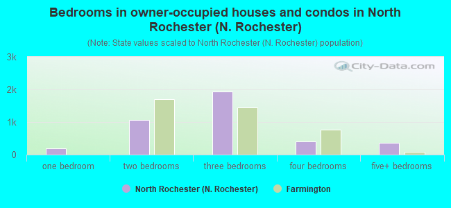 Bedrooms in owner-occupied houses and condos in North Rochester (N. Rochester)