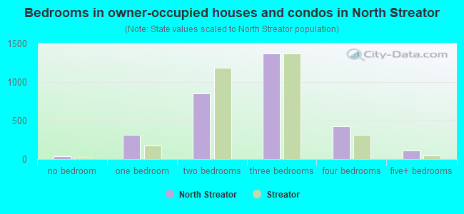 Bedrooms in owner-occupied houses and condos in North Streator