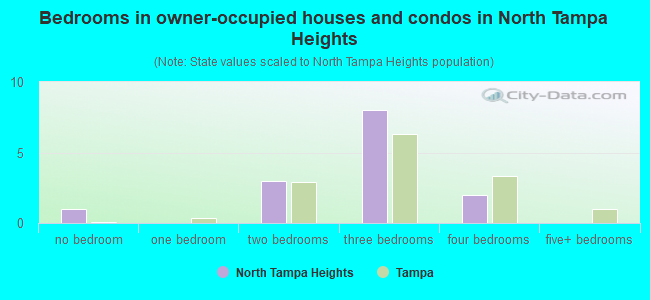 Bedrooms in owner-occupied houses and condos in North Tampa Heights