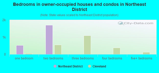 Bedrooms in owner-occupied houses and condos in Northeast District