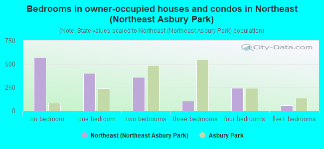 Bedrooms in owner-occupied houses and condos in Northeast (Northeast Asbury Park)